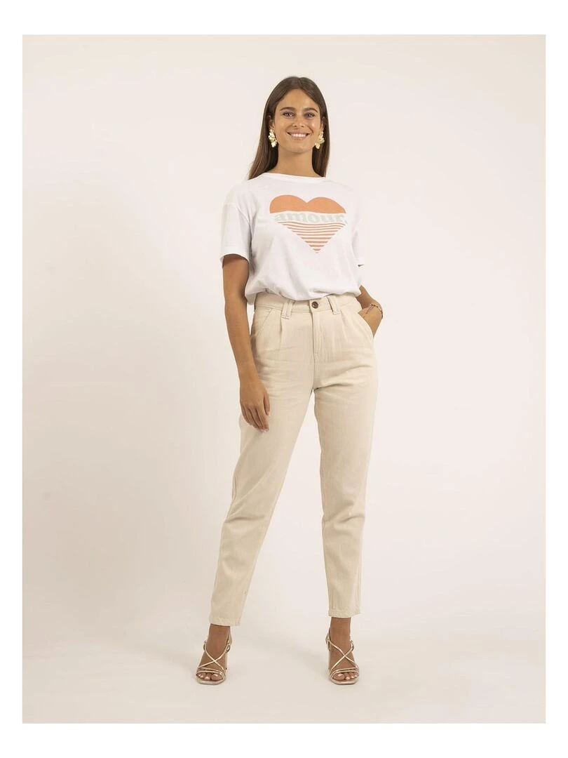 Pantalon coupe mom EZEL   Ecru