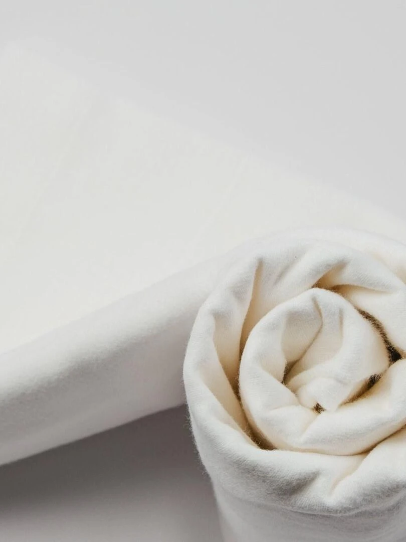 Drap housse coton 57 fils en molleton flanelle TOUDOUX Blanc