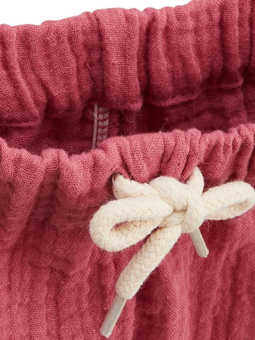 Ensemble bébé blouse et pantalon en gaze de coton Alba   Rose