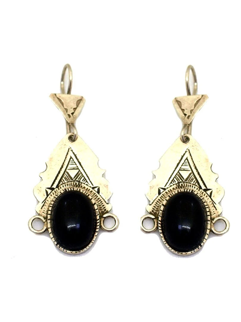 boucles d'oreille déesse touareg noire Argent
