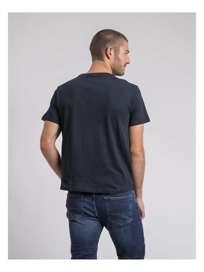 T shirt col rond pur coton JORUSTIX Bleu marine
