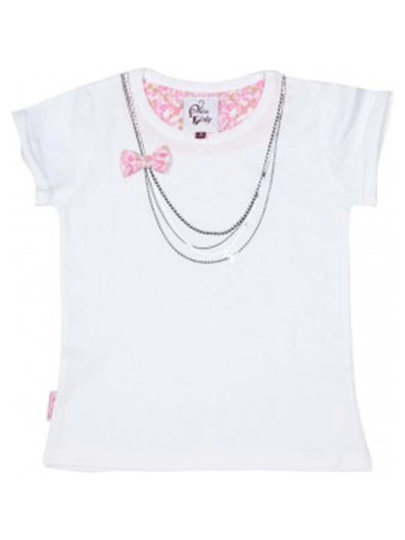 T shirt manches courtes fille FABETTY MISS GIRLY Blanc