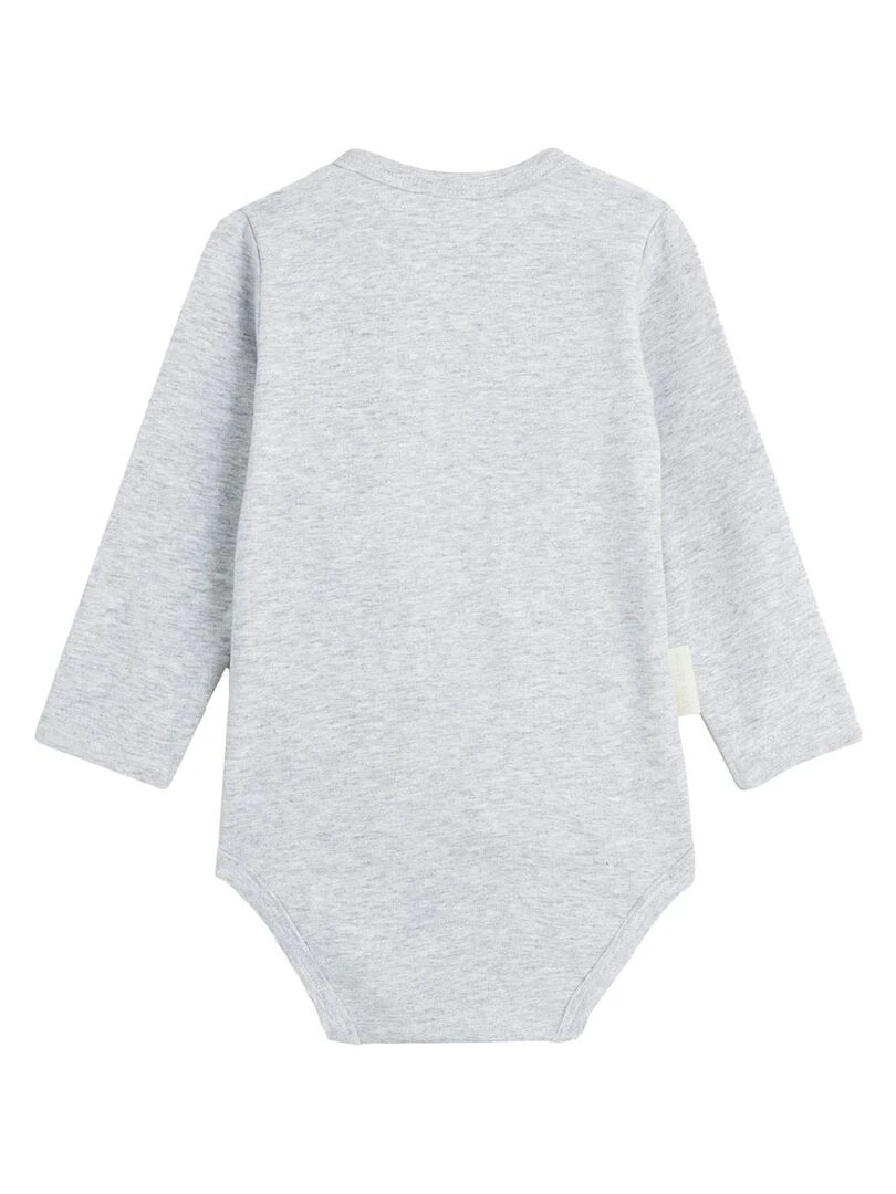 Lot de 2 bodies bébé manches longues ouverture croisée Nuage   Gris Gris