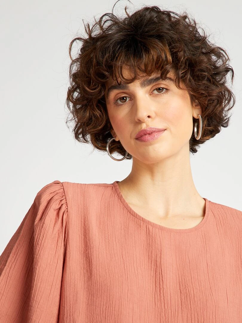 Blouse fluide à manches courtes   fuchsia