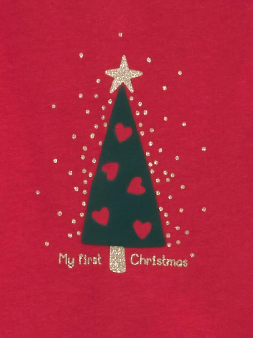 Tee shirt de Noël avec sapin   Rouge