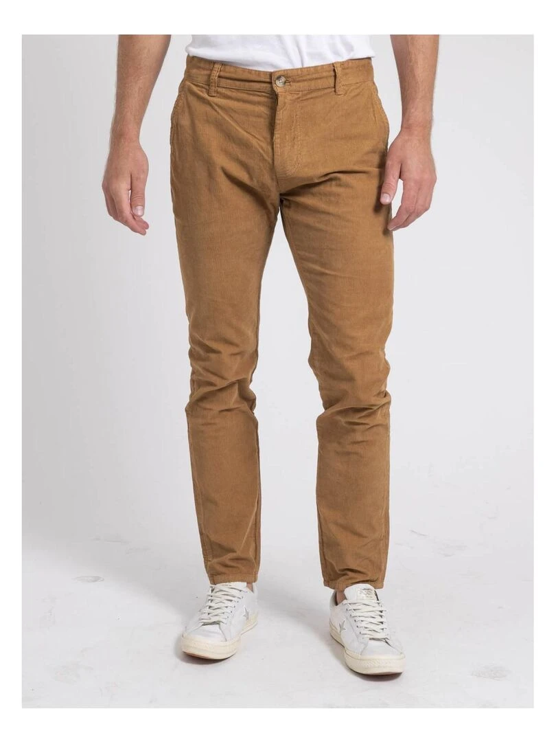 Pantalon chino pur coton velours côtelé VARENNES Marron glacé