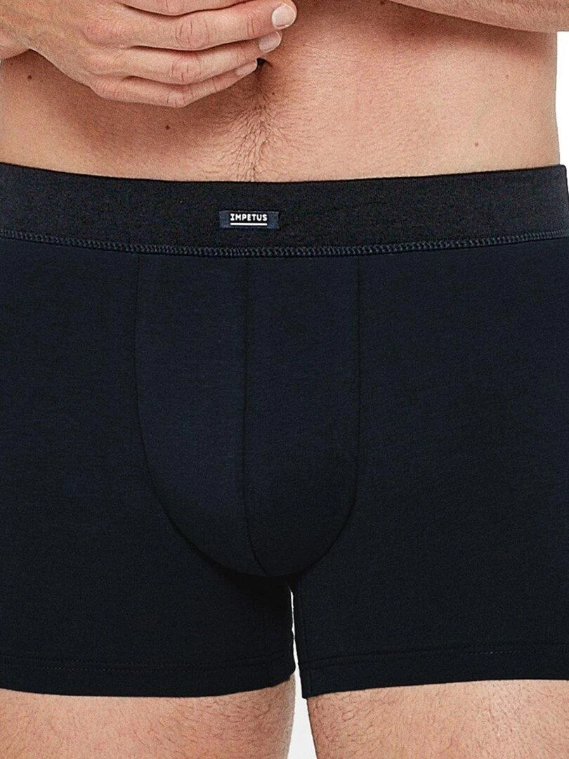 Pack 2 boxers uni et imprimé ceinture plate en coton Besar   Bleu