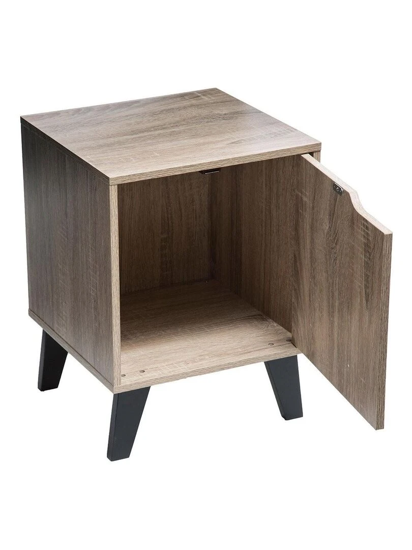Chevet 1 porte Mix naturel Marron