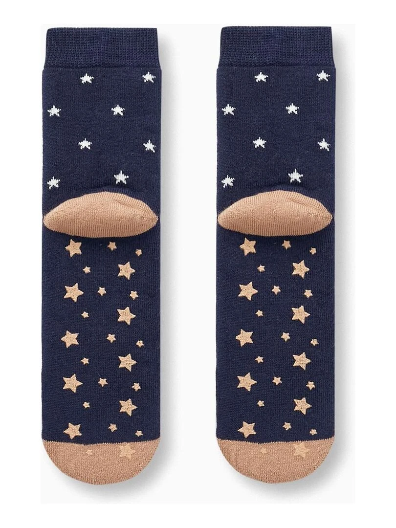 Paire de Chaussettes Épaisses Antidérapantes pour Garçon 'Brillent dans le noir' TALENTS NIGHT Bleu foncé