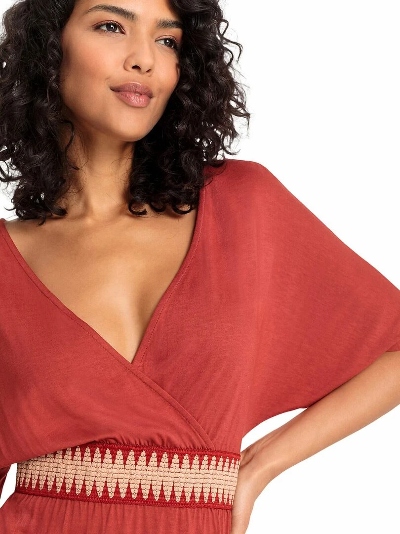 Robe estivale décolleté V Zick Zack   Bordeaux