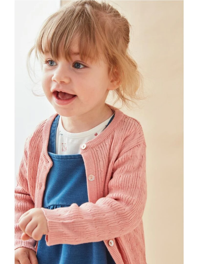 Cardigan en tricot tressé  foncé   Noukie's   Rose