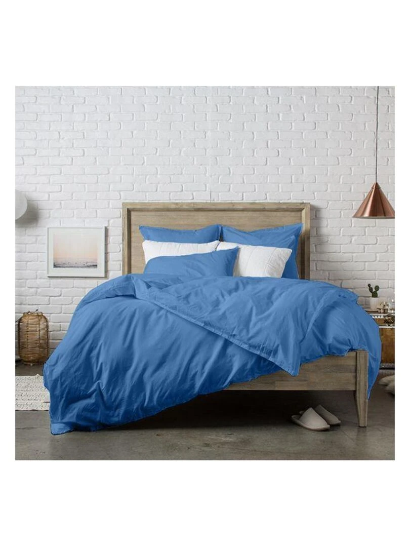 Housse de couette 260x240 cm Percale Lake Bleu