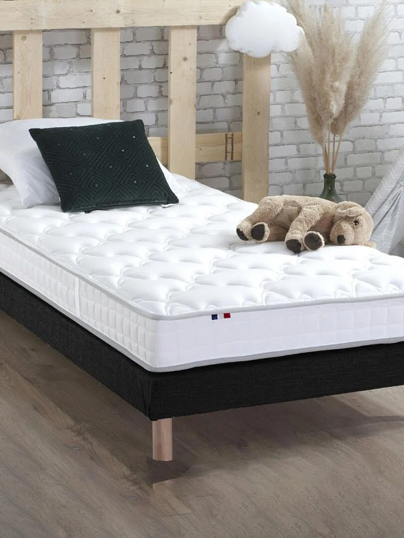 Ensemble Matelas Mousse à Mémoire de forme et mousse HR ZENITH + Sommier Sommier Noir Noir Blanc