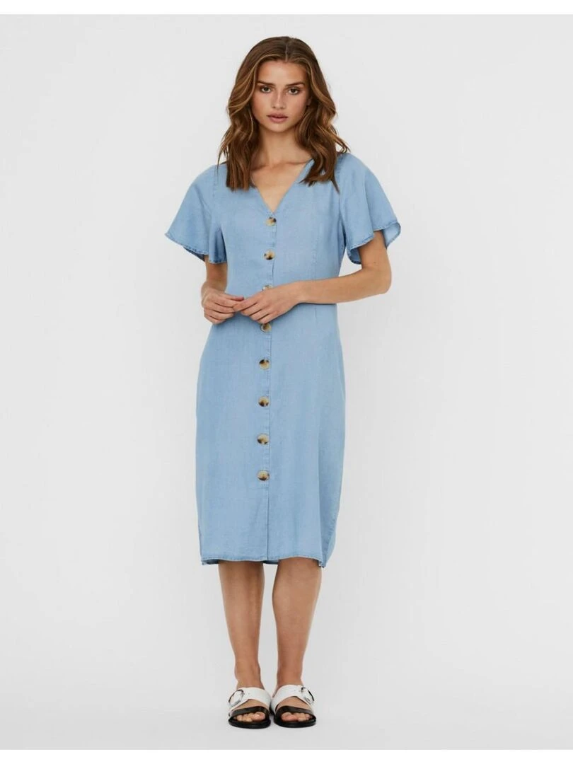 Robe 3/4 en denim Vero Moda Bleu
