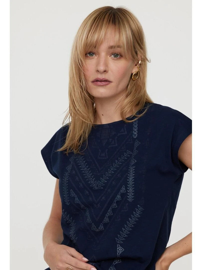 Lee Cooper   T Shirt manches courtes coton regular AKIKO   Bleu marine
