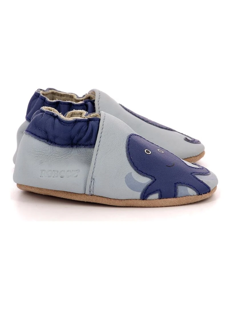Chaussons Cuir Weird Octopus Bleu