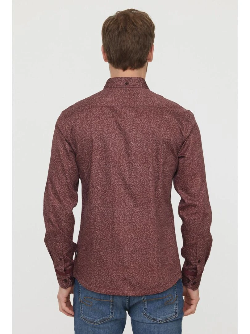 Lee Cooper   Chemise manches longues coton slim DIMITRI   Rouge brique