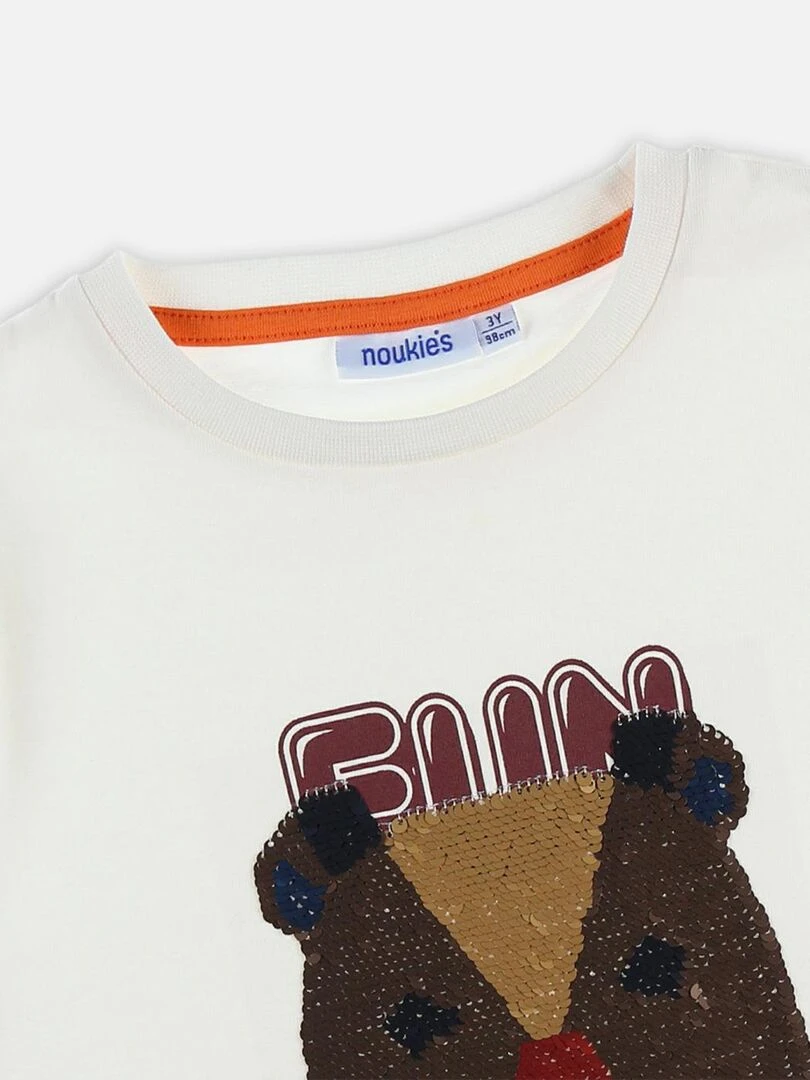 T shirt en coton BIO avec sequins    Noukie's   Blanc