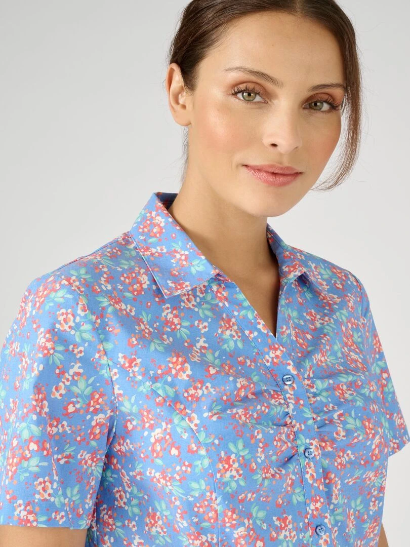 Chemisier popeline stretch Damart Bleu