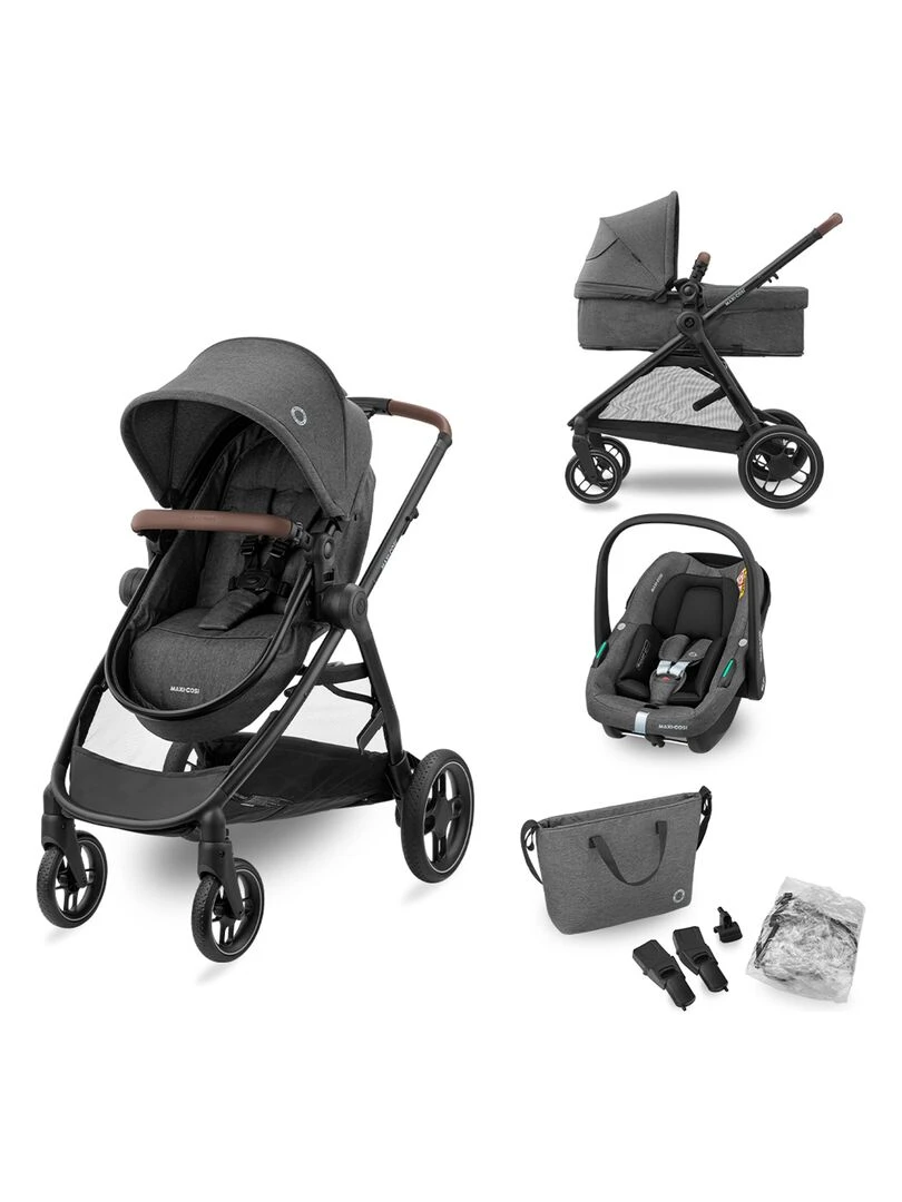 MAXI COSI Poussette 3 en 1 ZeliaS iSize Nacelle+Siège auto Cabriofix S iSize+Sac à langer Gris Gris