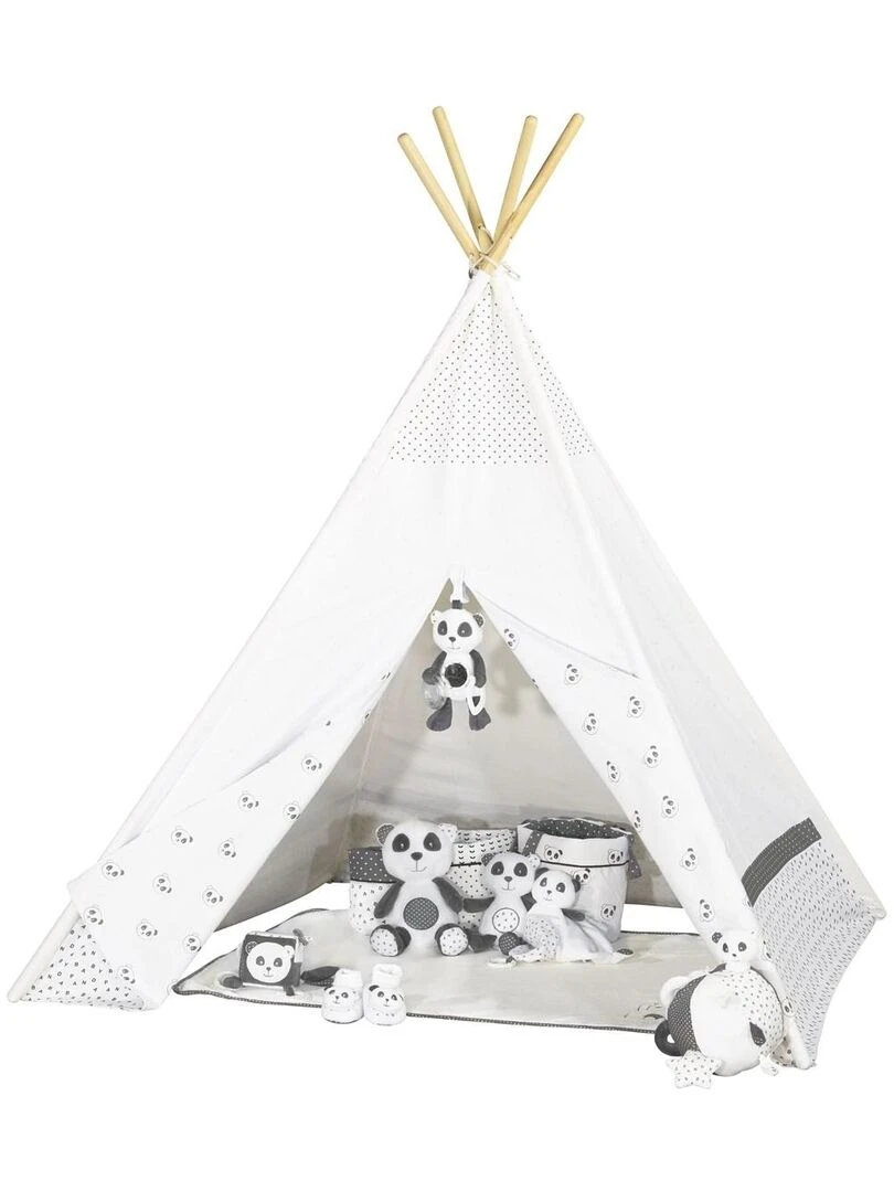 Doudou panda en velours   SAUTHON   Gris