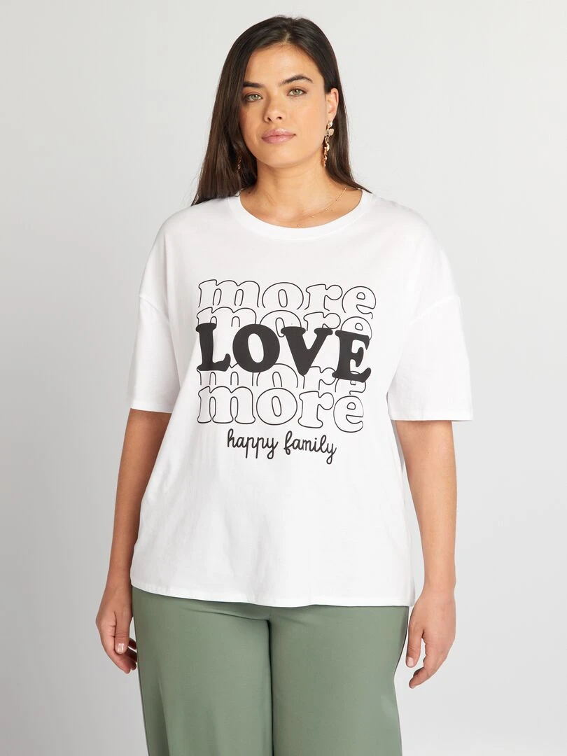 T shirt 'famille' manches courtes Blanc 'love'