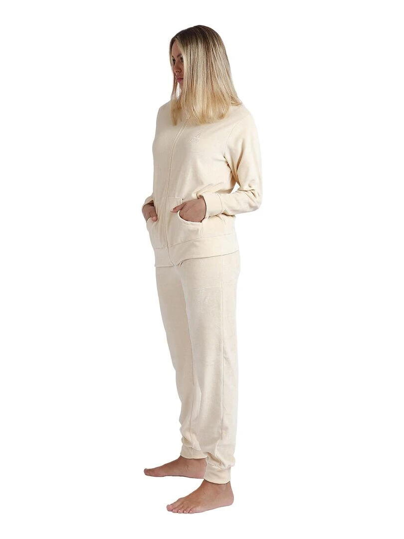 Pyjama pantalon veste zippée Soft Home   Beige