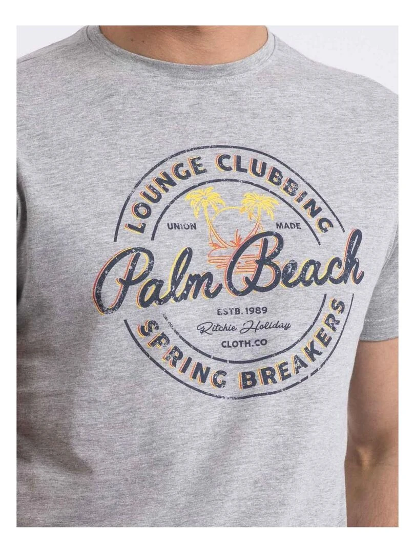 T shirt col rond NAKIWOK   Gris