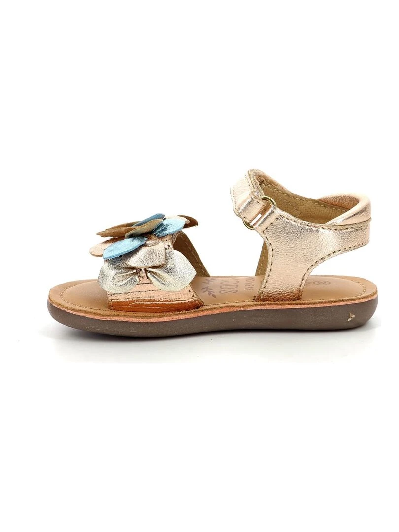 Sandales Cuir Cloknot   Rose