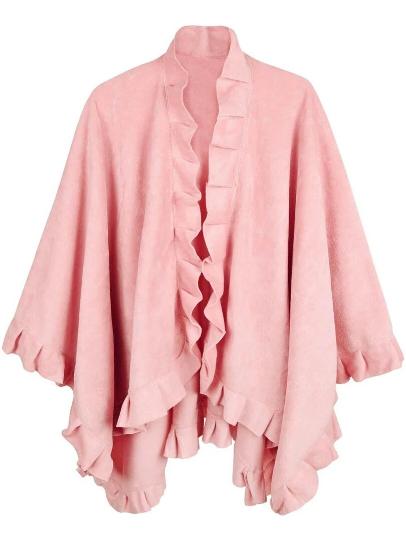 Poncho Polaire Frou Frou Rose
