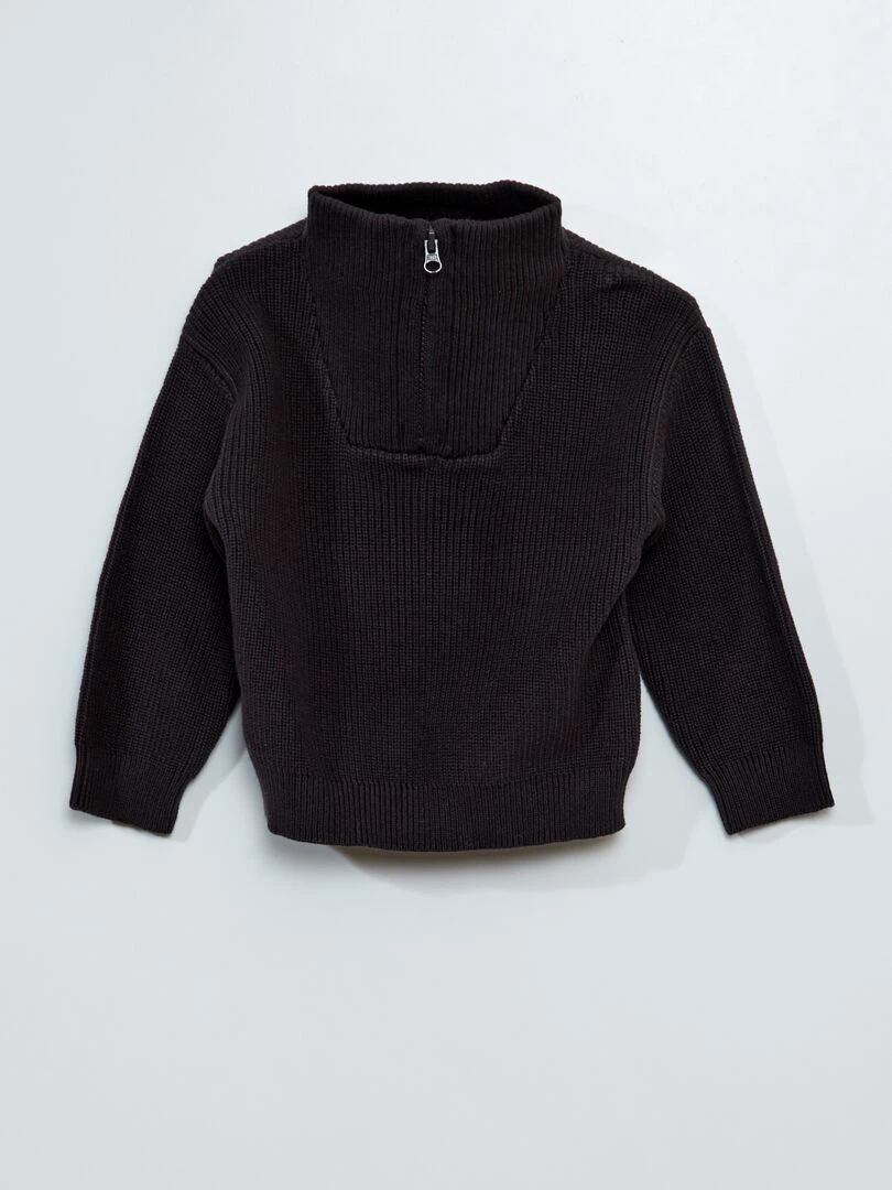 Pull en maille perlée col montant Noir