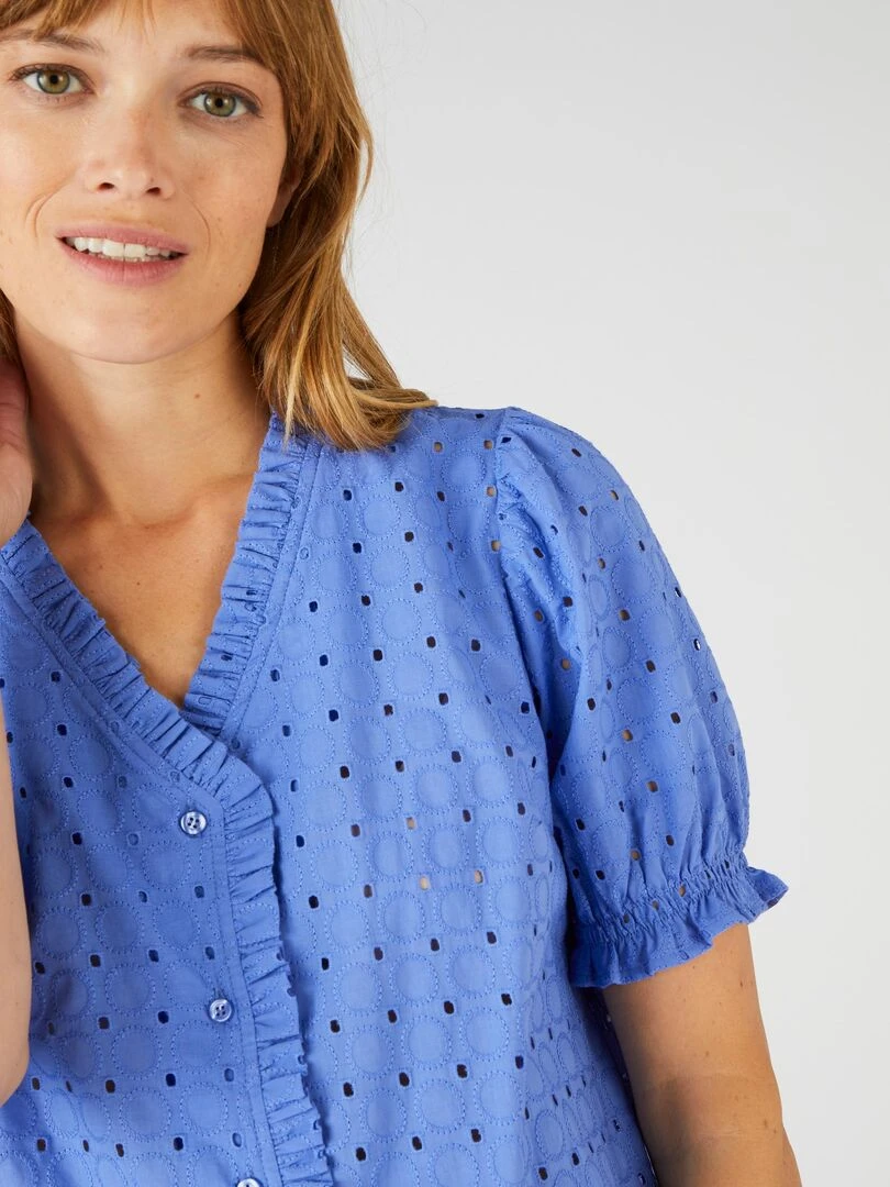 Chemisier broderie anglaise Damart Bleu azur