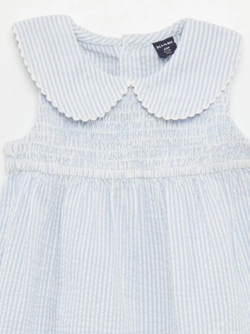 Robe avec col claudine   Bleu