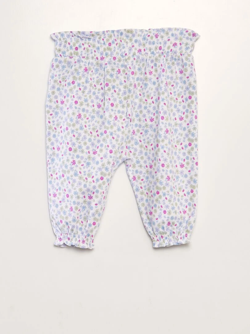Pantalon type sarouel Bleu/rose/blanc