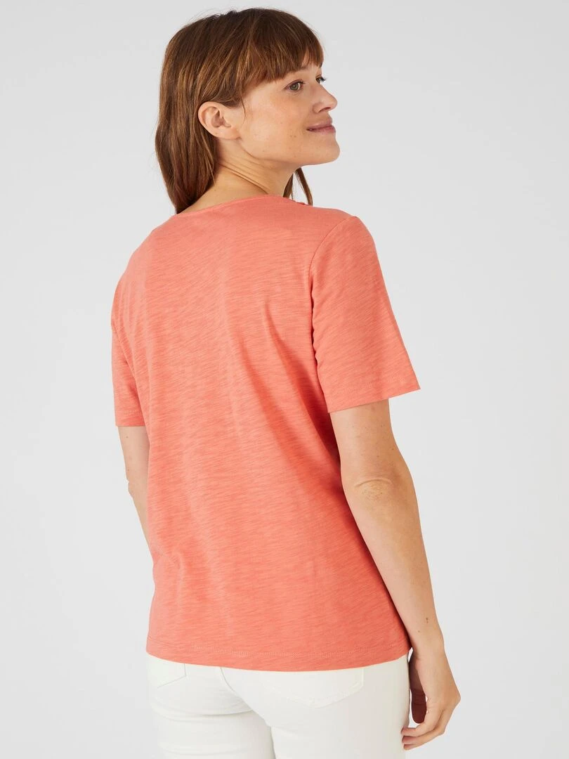 Tee shirt mélange coton biologique   Damart   Abricot