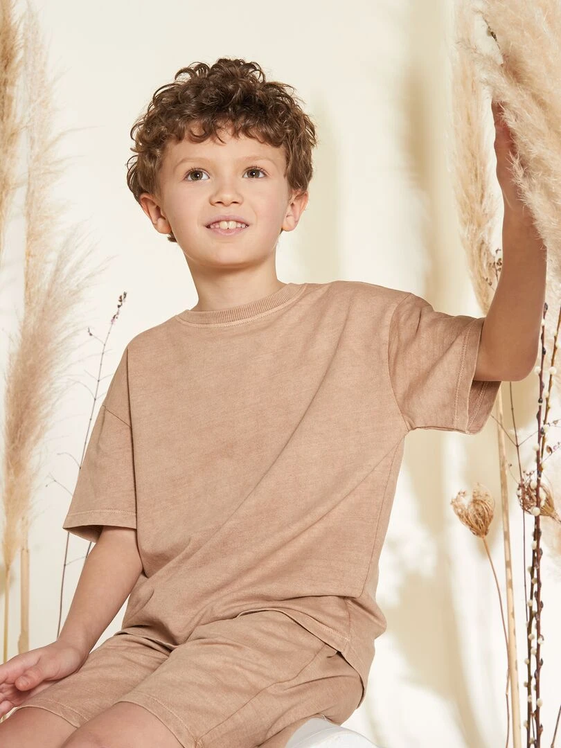 Pyjama court   tee shirt + bermuda   2 pièces   terracotta