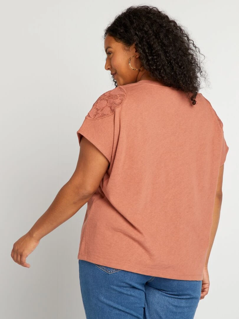 T shirt à broderies   Vieux rose