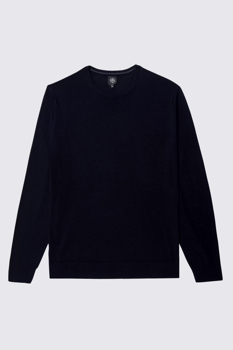 Navy Merino Crew Neck Jumper   Buy Online at Moss