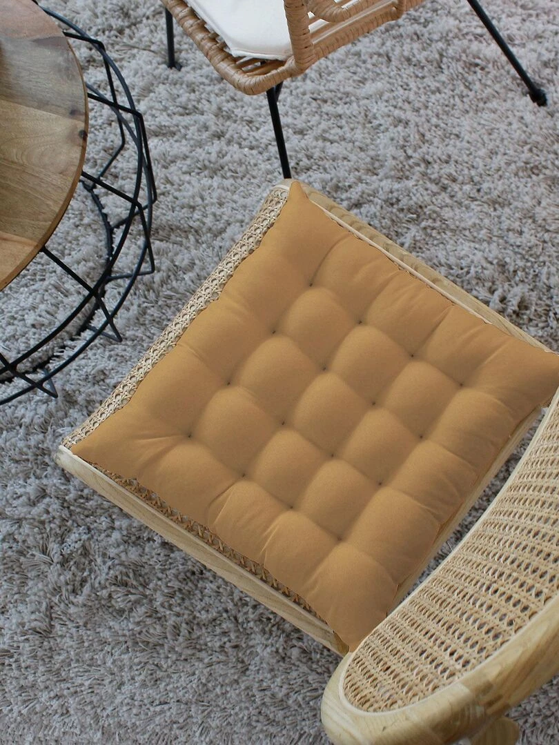 Galette de chaise unie et piquée   Jaune