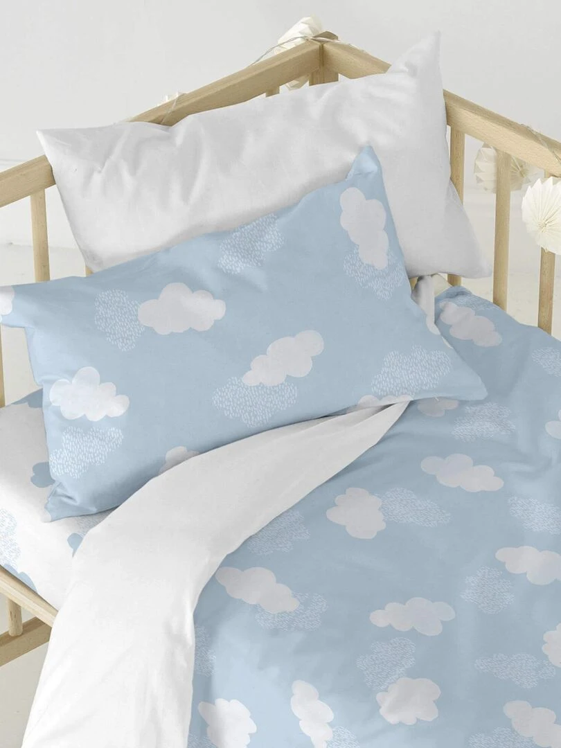 Parure housse de couette 2 pièces Clouds "Happyfriday"   Bleu