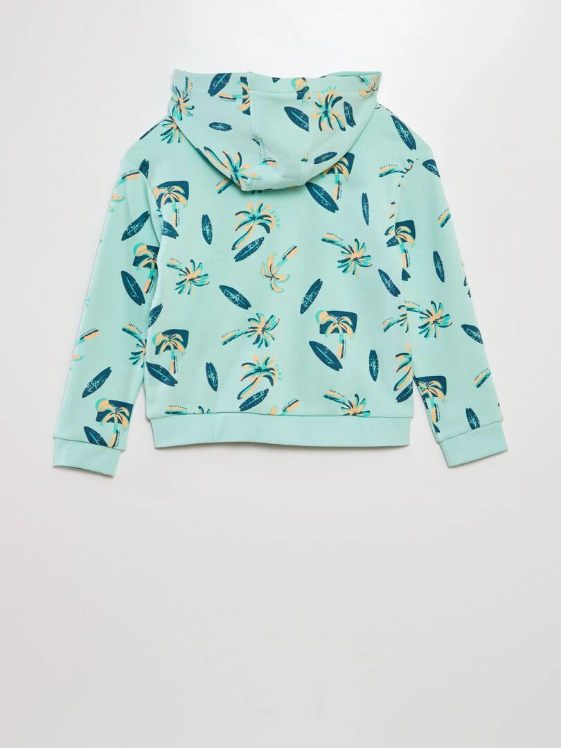 Sweat zippé à capuche à motif Vert
