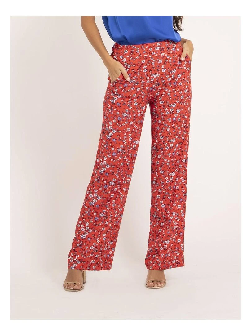 Pantalon fluide motifs EUXANE Rouge