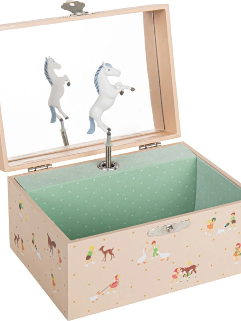 Boîte À Bijoux Musicale Jeune Vache Mémoire D'enfance Jeanne Lagarde Rose