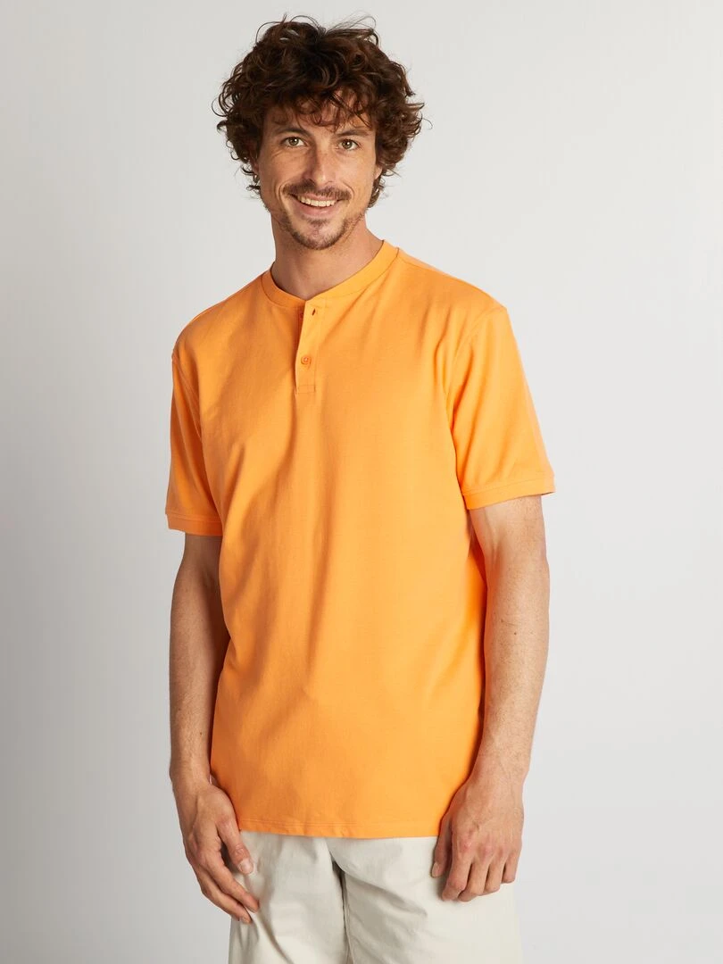 Polo en piqué de coton uni Orange
