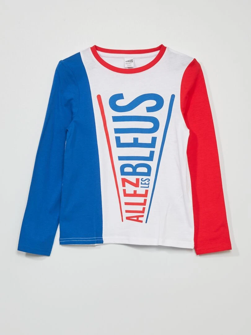 T shirt en jersey color block Allez Les Bleus Bleu/blanc/rouge