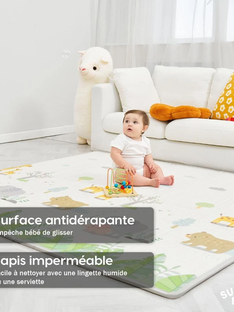 Tapis de Jeu en mousse  épais et pliable pour enfants   ALPHABET XL   SUPERBE BEBE   Blanc Rose Bleu