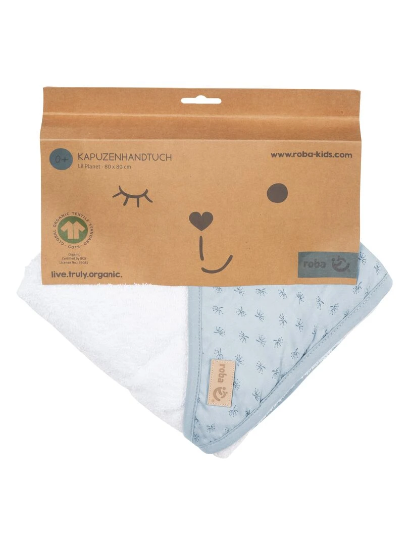 Cape de Bain Bébé "Lil Planet"   100% Coton bio OEKOTEX   'ROBA'   Bleu clair