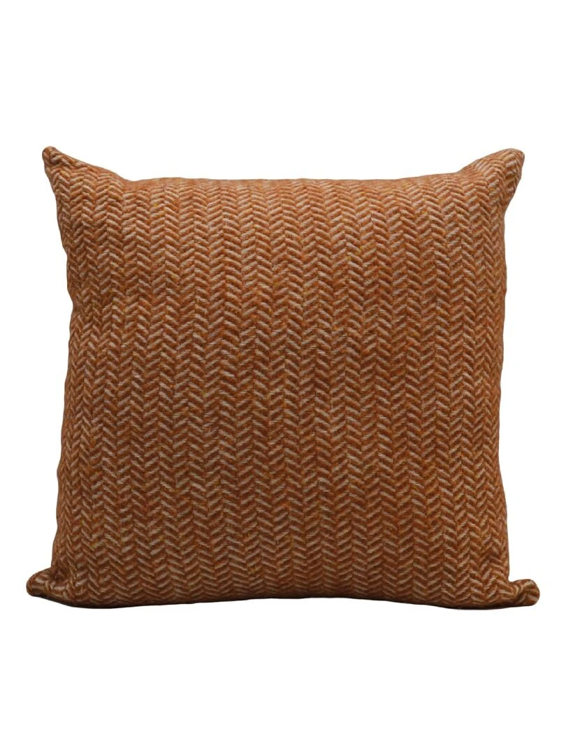Coussin en laine avec motif chevron Marron foncé