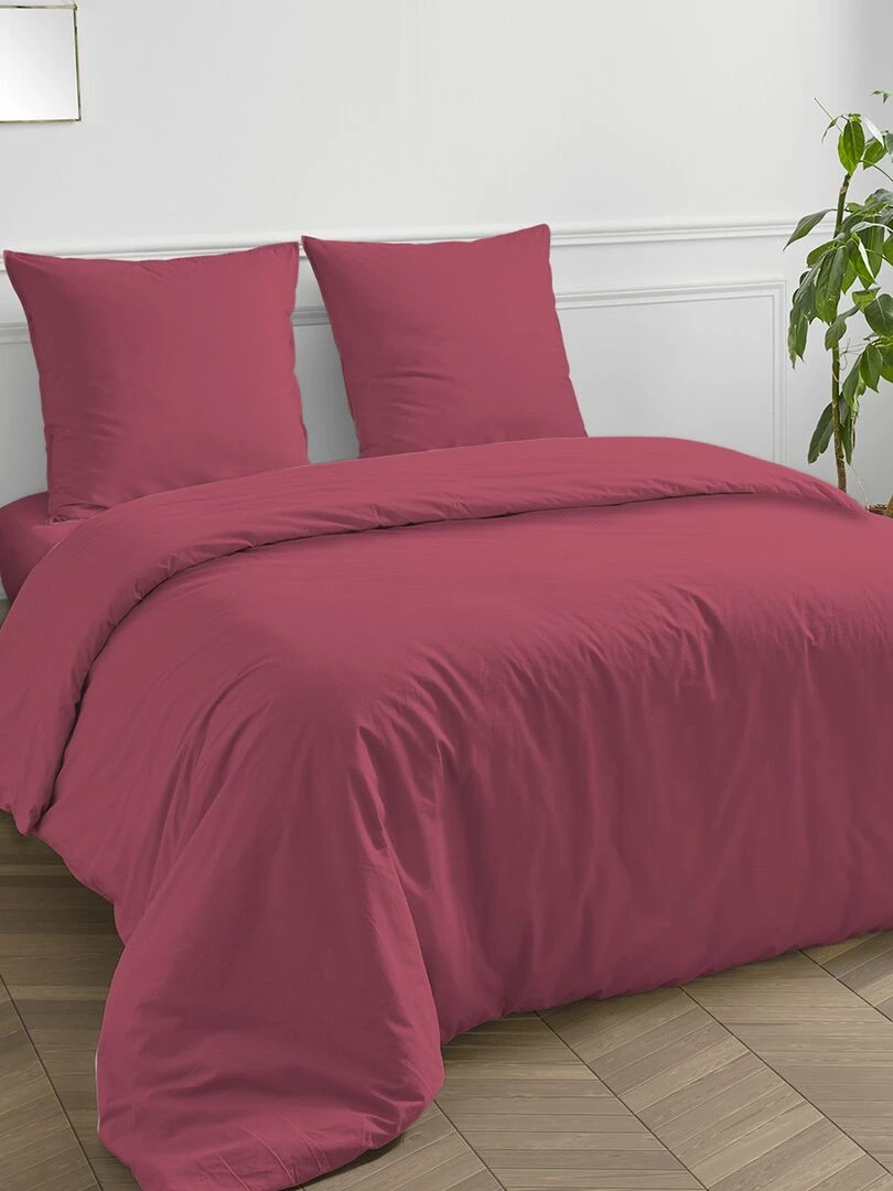 Future Home Taie d'oreiller en coton 57 fils unie rose fuchsia Rose