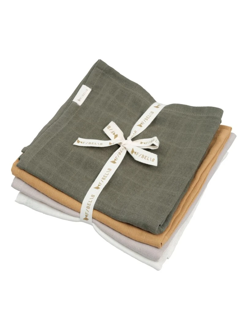 Lot de 4 langes en mousseline de coton bio Olive Garden (60 x 60 cm) Vert